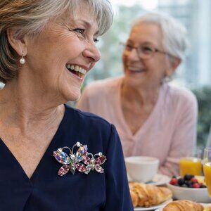 Avon Iridescent Butterfly Brooch in Pink & Silver Tones